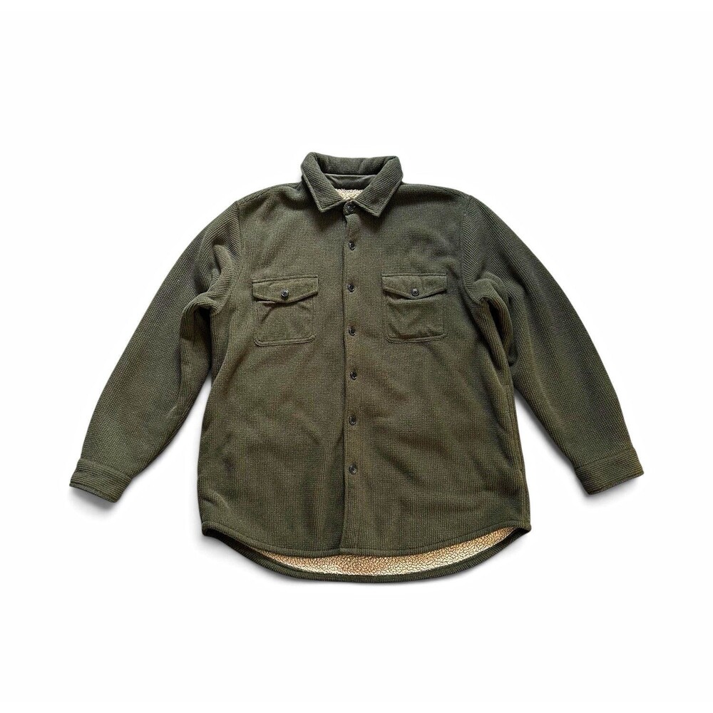 Freedom Foundry Sherpa Lined Shacket Men's XL Olive Cabin Chore Jacket
